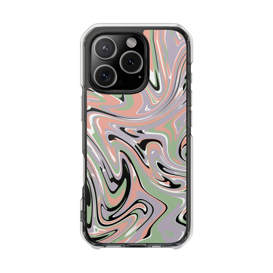 Swirl Phone Case, Clear Impact Phone Cover, Protective MagSafe Magnetic Phone Case, Unique Swirl Design, Phone Accessories
