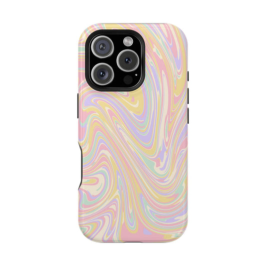 Pastel Swirl Design iPhone Phone Case, MagSafe Magnetic Tough Cases, Phone Accessories, Unique Gifts, Protective Phone Covers, Floral Design