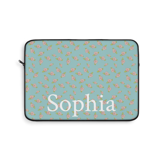 Blue Rose Coquette Pattern Laptop Sleeve, Personalized Protective Computer Cover, Tech Accessories, Tablet Bag, Padded Case