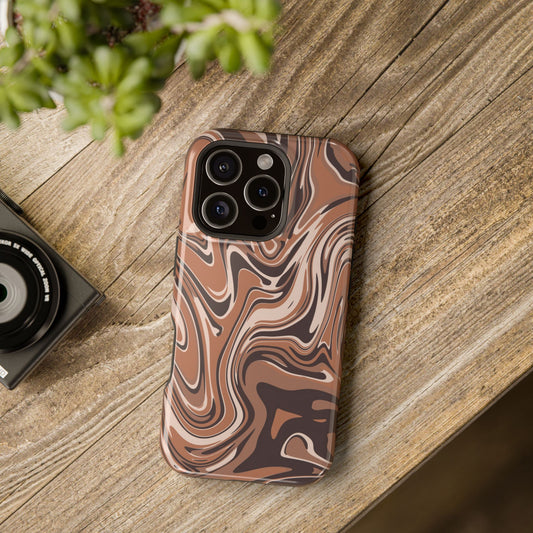 Mocha Latte Swirl Design iPhone Phone Case, MagSafe Magnetic Tough Cases,  Phone Accessories, Unique Gifts, Protective Phone Covers