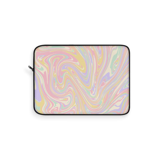 Pastel Swirl Pattern Laptop Sleeve, Protective Computer Cover, Tech Accessories, Geometric Design Padded Case, Tablet Bag, Gift for Student