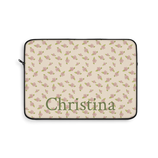 Antique White Rose Pattern Laptop Sleeve, Protective Computer Cover, Tech Accessories, Tablet Bag, Padded Case