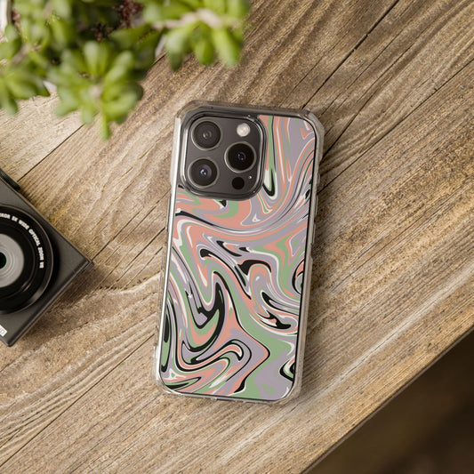 Swirl Phone Case, Clear Impact Phone Cover, Protective MagSafe Magnetic Phone Case, Unique Swirl Design, Phone Accessories
