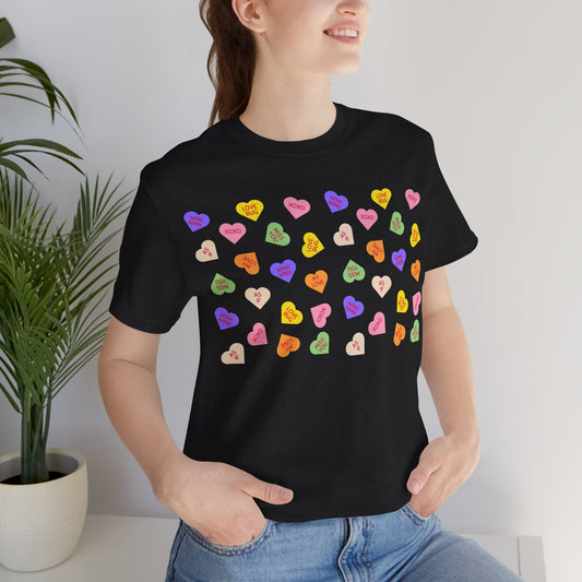 Sweet Heart Valentine Pattern T-Shirt, Shirt, Top, Tee - Unisex Jersey Short Sleeve Shirt for All Ages and Genders