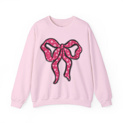 Pink Ruffle Bow Sweatshirt, Crewneck Jumper, Unisex Sweater, Cozy Pullover, Winter Fashion Top