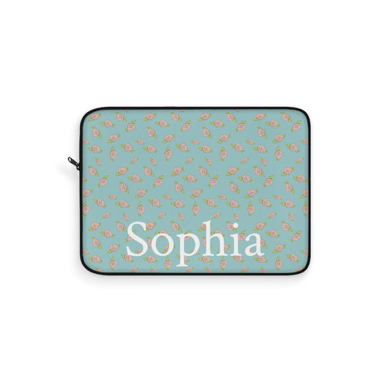 Blue Rose Coquette Pattern Laptop Sleeve, Personalized Protective Computer Cover, Tech Accessories, Tablet Bag, Padded Case