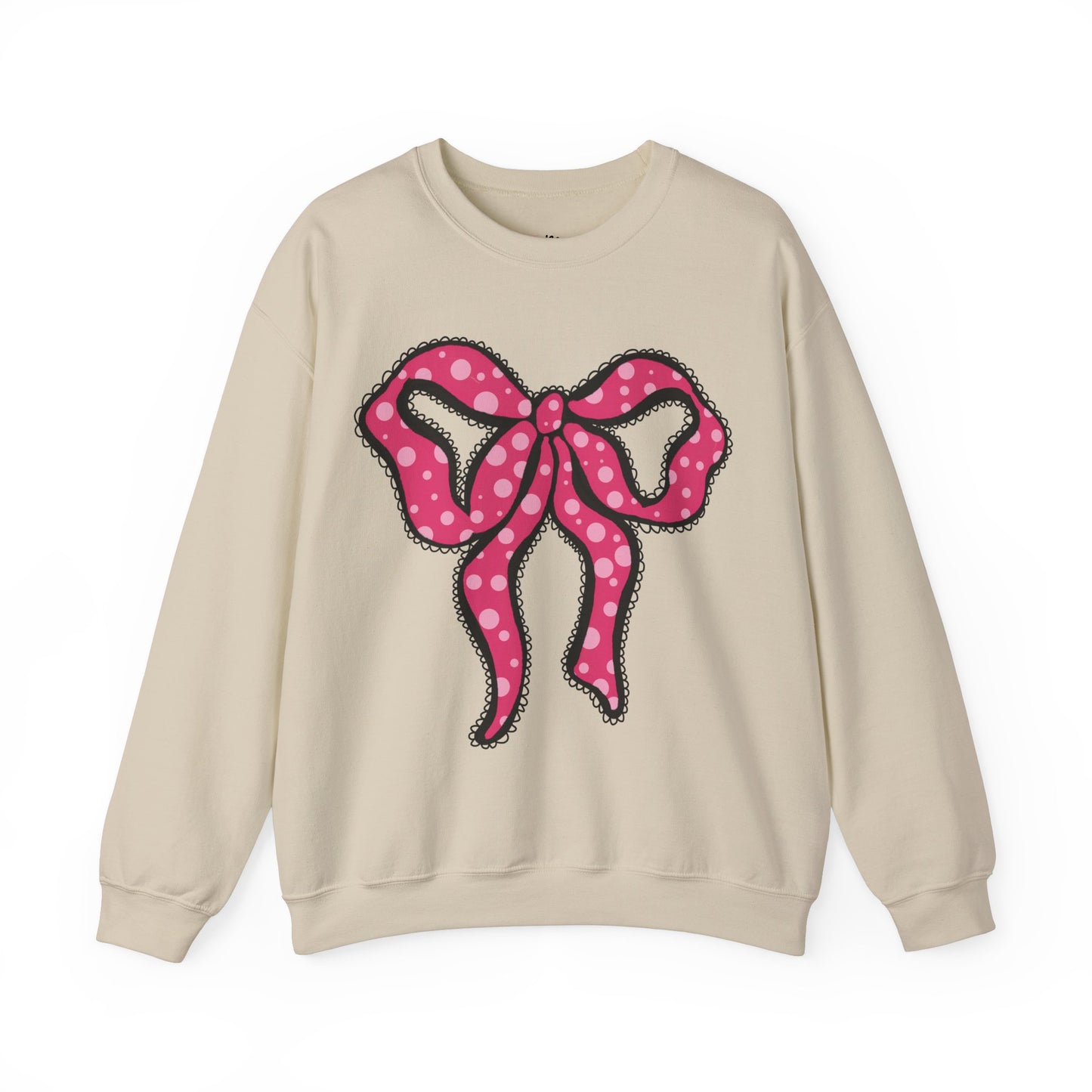 Pink Ruffle Bow Sweatshirt, Crewneck Jumper, Unisex Sweater, Cozy Pullover, Winter Fashion Top