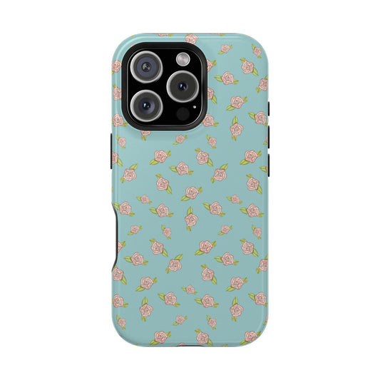Blue Coquette Pink Rosettes, Magnetic Tough Cases,  Phone Accessories, Unique Gifts, Protective Phone Covers, Floral Design