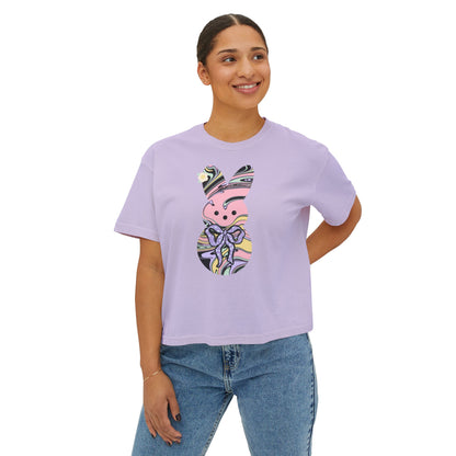 Comfort Colors Stylish Women's Boxy Tee with Colorful Swirl Bunny Design, Fun Spring Shirt, Easter Gift, Casual Wear, Fashionable Tee
