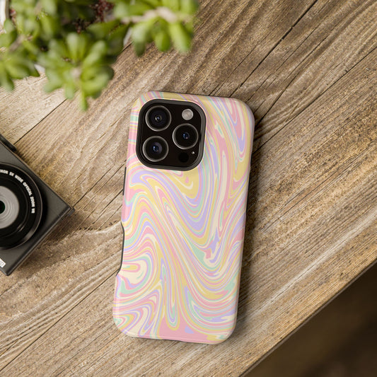 Pastel Swirl Design iPhone Phone Case, MagSafe Magnetic Tough Cases,  Phone Accessories, Unique Gifts, Protective Phone Covers, Floral Design