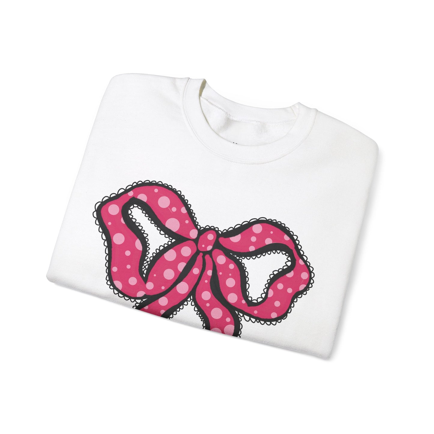 Pink Ruffle Bow Sweatshirt, Crewneck Jumper, Unisex Sweater, Cozy Pullover, Winter Fashion Top