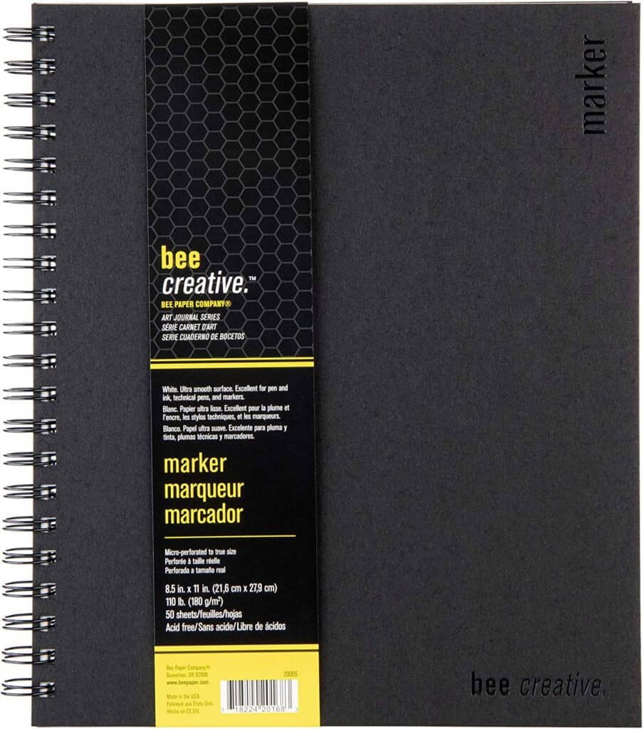Bee Creative Marker Book, fine tip sharpies, chisel tip